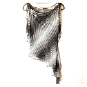 019 Sheer black and white stripe summer top